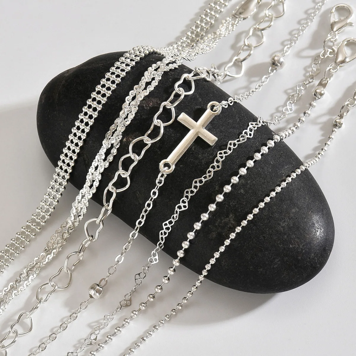 مزاجه الأزياء الصليب الحب القلب أساور هندسية مجموعة للنساء الفتيات مجوهرات بسيطة اكسسوارات هدايا عيد الميلاد عيد الميلاد