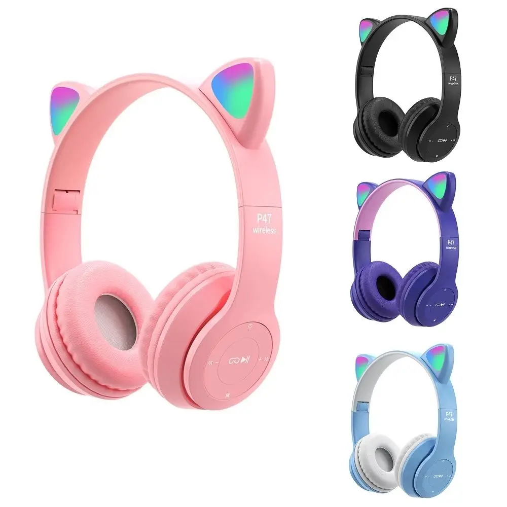 P47M Headphones Gaming Earphones Game Stereo PC  With Mic P47 Cat Ear Headset P47M Headphone