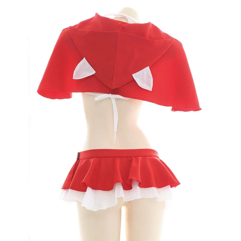 Gioco di ruolo natalizio Cappuccetto Rosso Intimo Costume da bagno Costume da donna Mantello con cappuccio sexy Lingerie Pigiama Cosplay