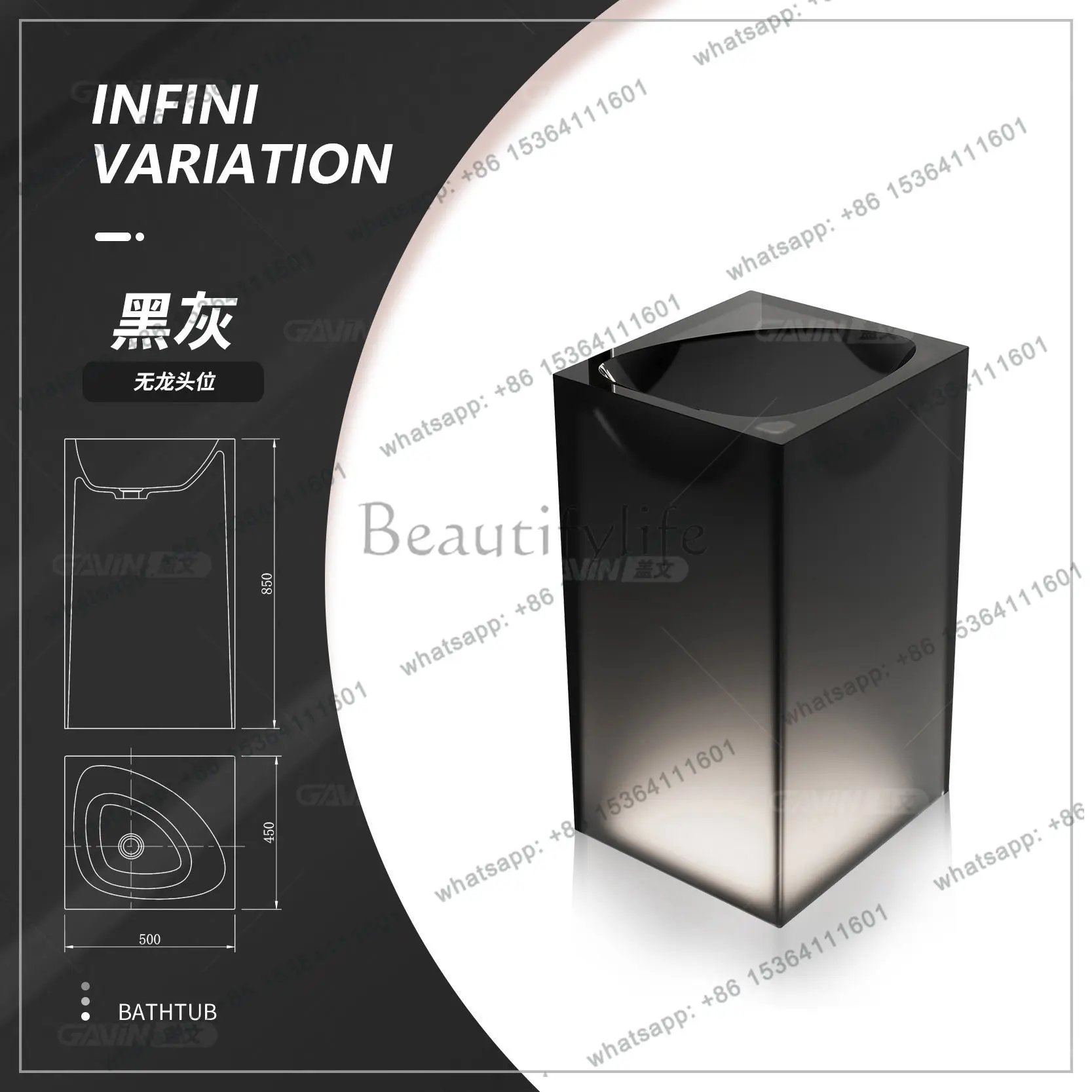 PG Transparent column basin Floor-to-ceiling bathroom Art wash basin Homestay resin wash table customization