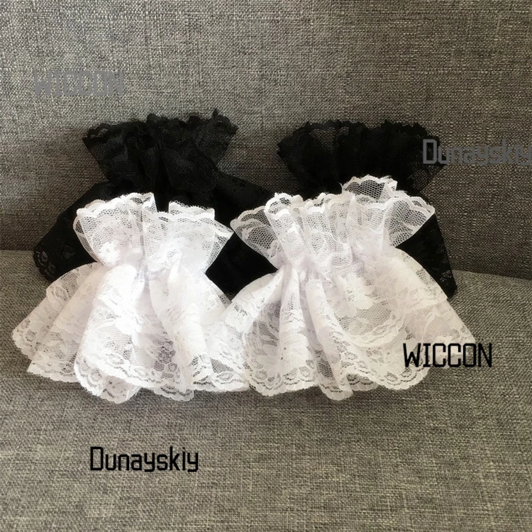 Gants en dentelle Lolita – Ensemble de manchettes à manches courtes pour boîte de nuit/Cosplay Halloween/Natal/Oktoberfest/Pâques
