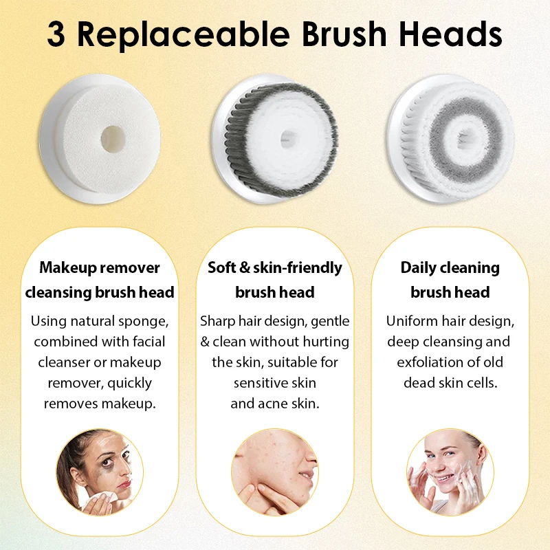 3 IN 1 Detergente viso elettrico Spazzola per la pulizia del viso Macchina per il lavaggio Spa Massaggiatore Pulizia dei punti neri Ricarica della pelle Baauty Care