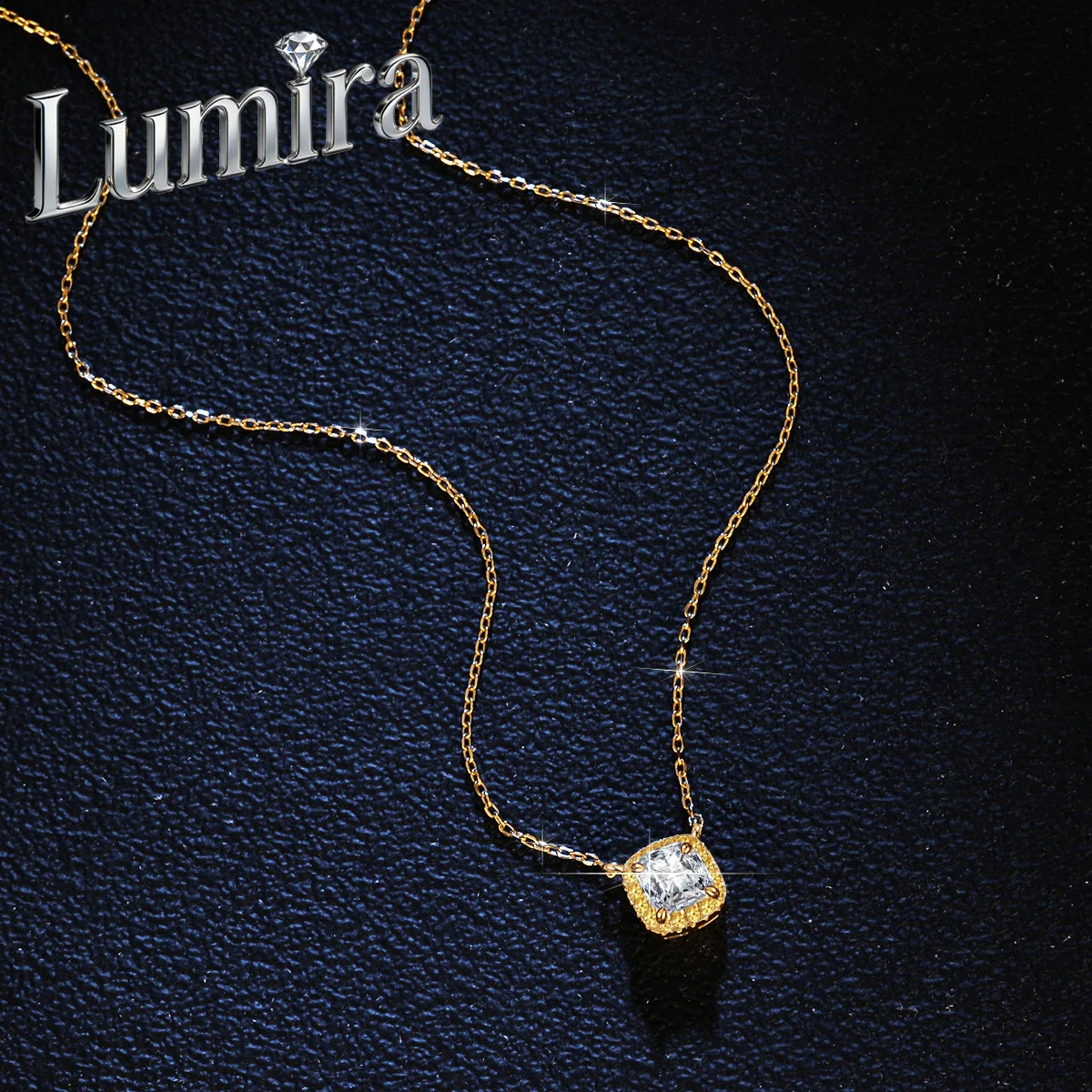 

Lumira Emerald-Cut Moissanite Princess Square 1ct Diamond-Studded Pendant 18K Gold Necklace for Women Jewelry Christmas Gifts
