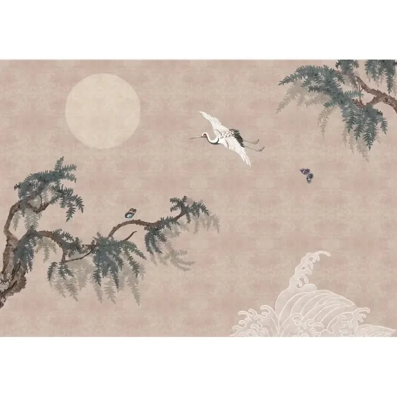 High Quality Wall Panel Walls Cornetto Hand Painted and Embroidery Silk Wallpaper for Living Room