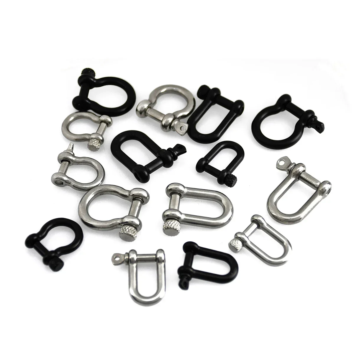 Stainless Steel Bow Shape Shackle Carabiner D Ring Fob Key Ring Keychain Hook for Camping Hiking Screw Joint Connector Buckle