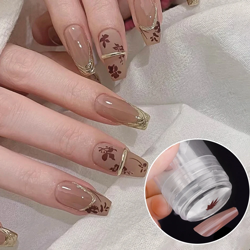 Transparente drehbare Nagels tempel variable Muster größe Silikon Fingers pitzen druck Französisch Design Nagel dichtung Stempel Schaber Werkzeug