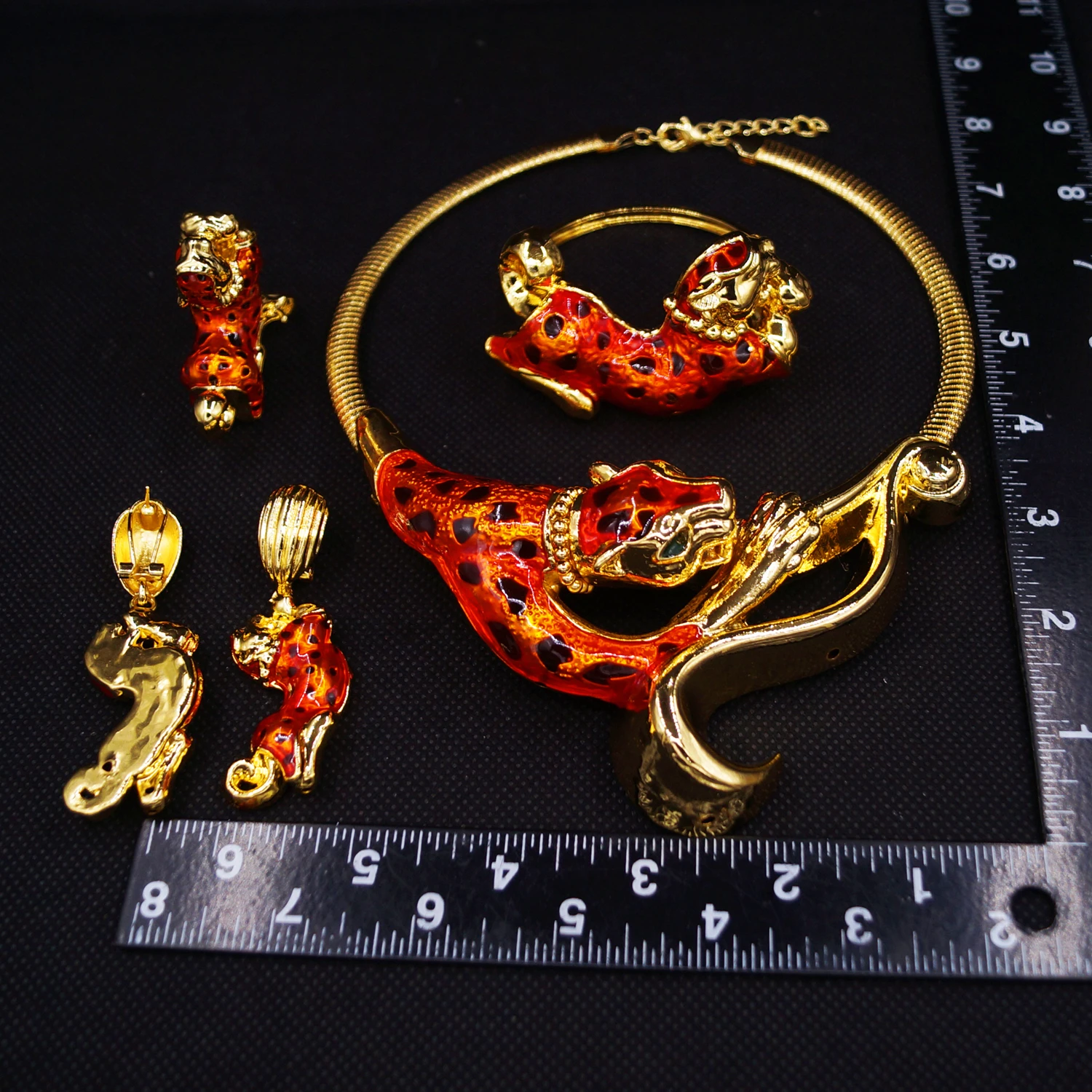 Luxury Dubai France Gold Color Bangles Necklace Earrings Ring Jewelry Set For Women Girls Bride African Wedding Banquet