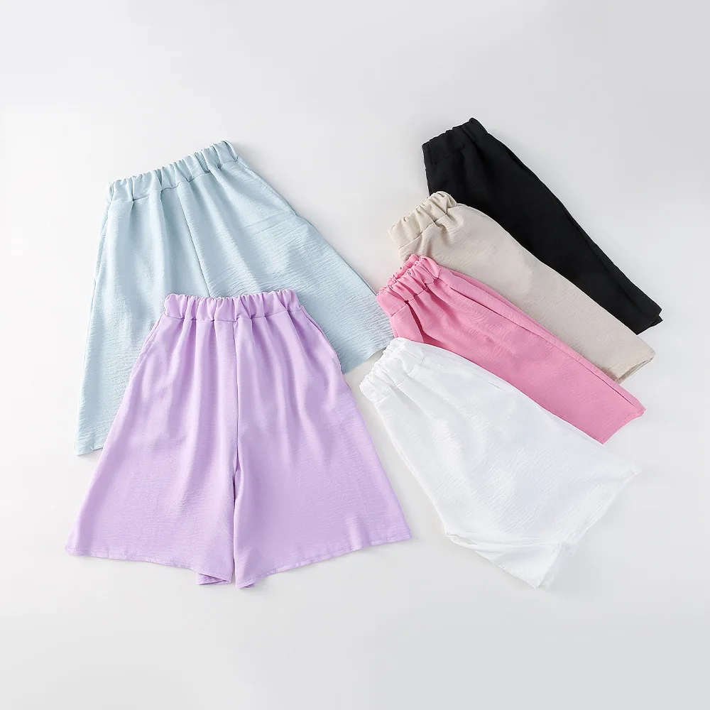 

2025 Summer New Girls Wide Leg Pants Solid Children Loose Trousers Fashion Kids Thin Casual Pants Baby Mosquito Resistant Pants