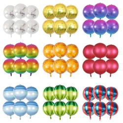 6pcs 22 Inch 4D Foil Helium Balloons Metallic Shiny Air Globos Wedding Birthday Party Baby Shower Decoration Kids Toy Supplies