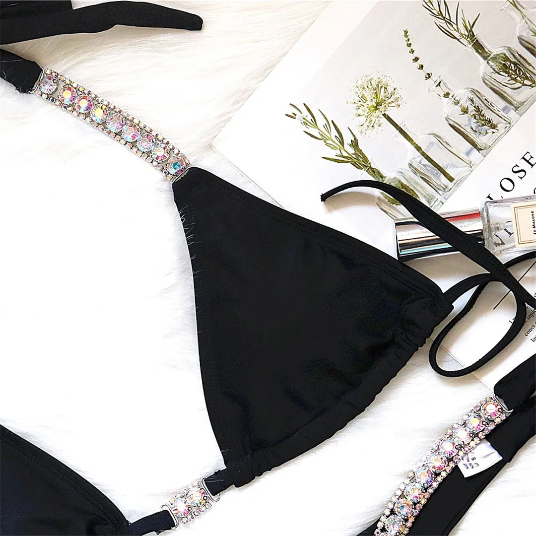 Neuer, mit Strasssteinen besetzter, glitzernder Bikini, Damen-Badebekleidung, zweiteiliger Bikini-Set, Badeanzug, Badebekleidung, Modell V2268. – Detail 29