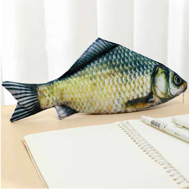 Hot Creative Simulated Salted Fish Pencil Case Large Capacity Pencils Pouch Cute Pencil Bag Funny Back To School Acsesories Gift