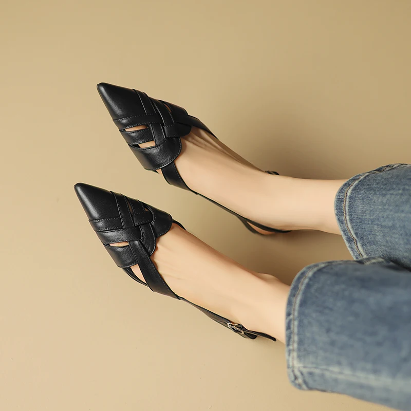 2026 new summer women sandals natural leather plus size 22-25.5cm cowhide+sheepskin+pigskin cross-strap ankle-buckle women shoes - view 6