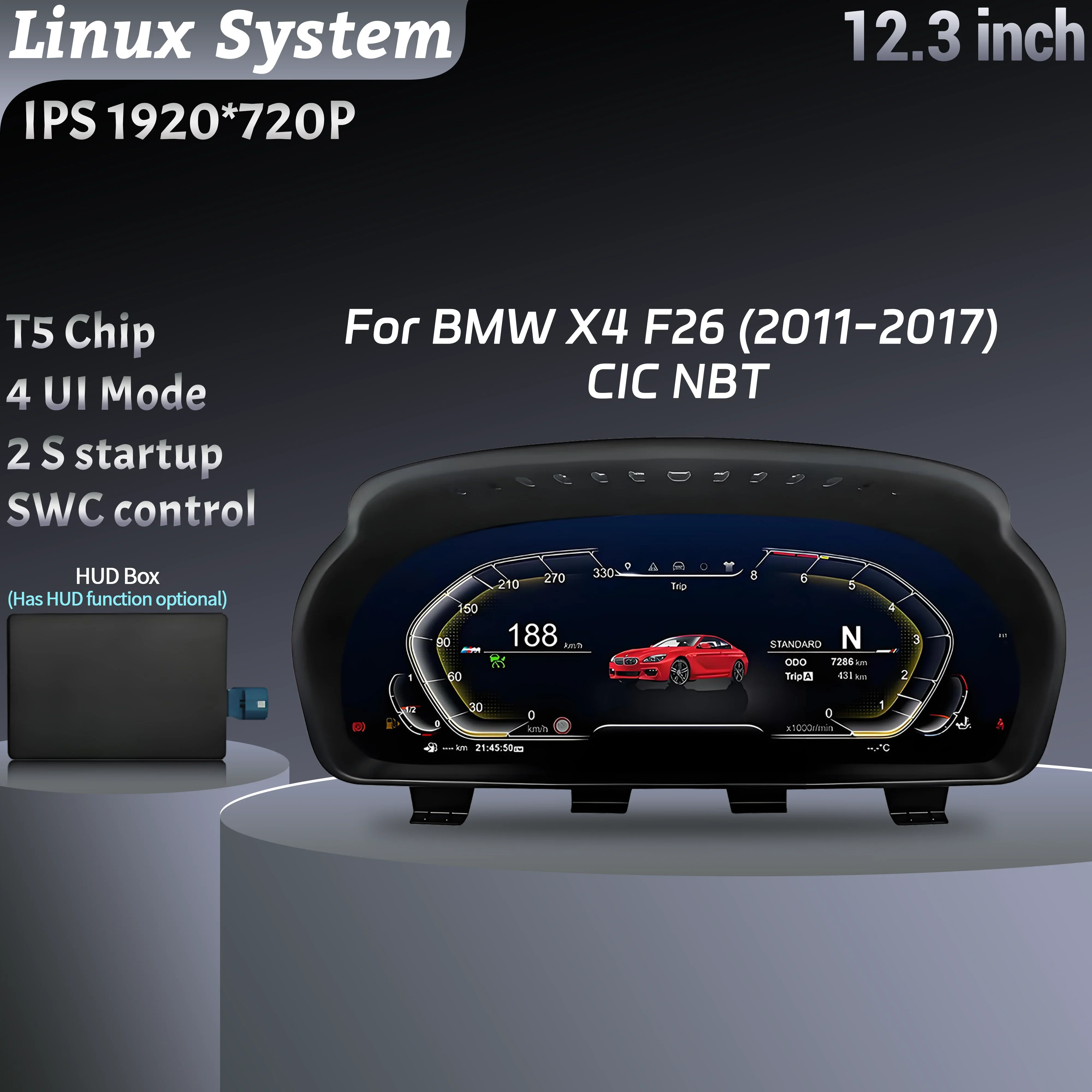 

12.3inch Car LCD Dashboard Instrumen Digital Instrument Cluster Dashboard Screen For BMW X4 F26 (2011-2017) CIC NBT LINUX System