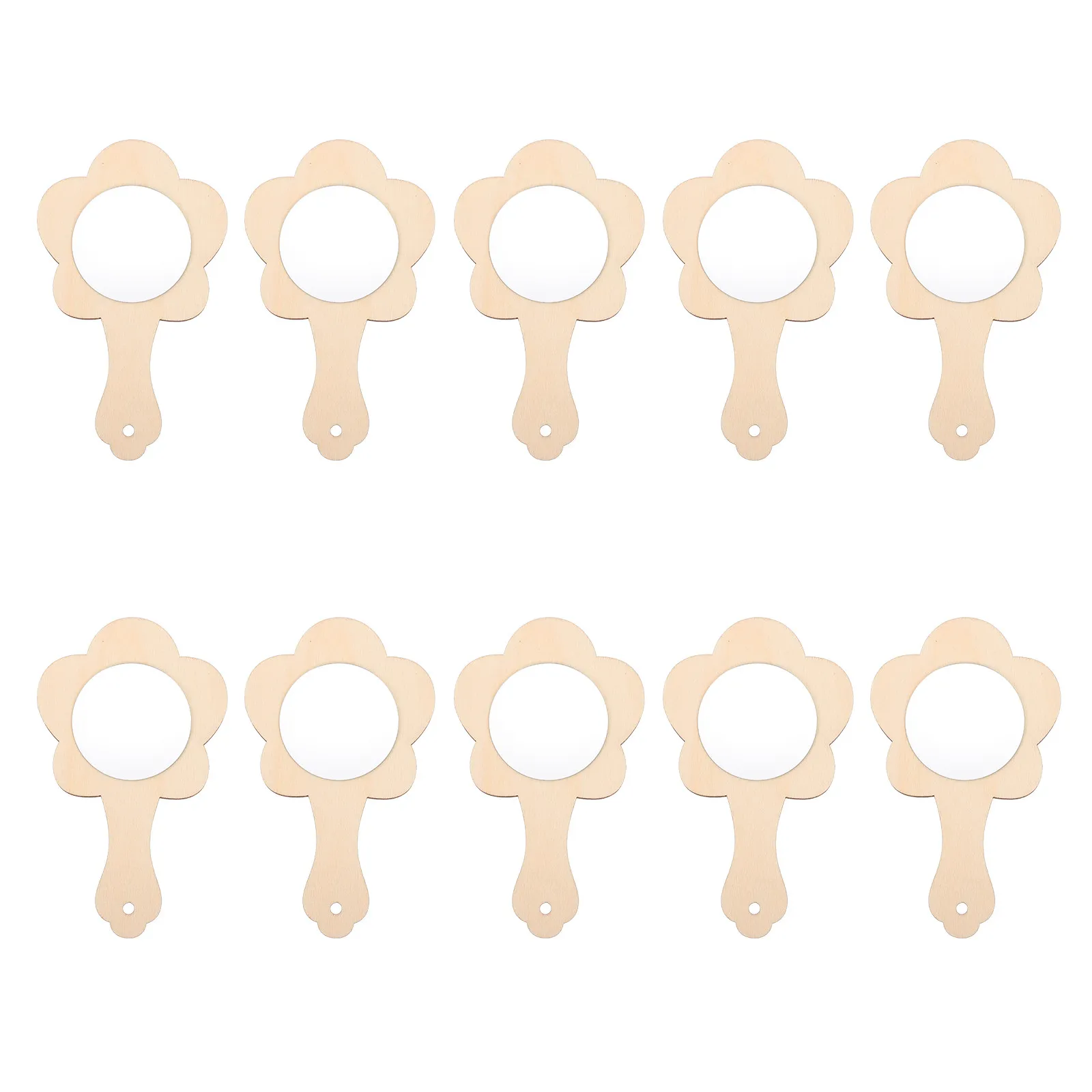

10Pcs DIY Wooden Mirror Unfinished Craft Mirrors wooden Handheld Mirror girls Makeup Mirror DIY draw Materials kids party Favors