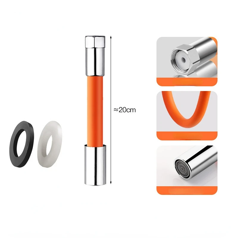 Faucet Extension Hose Lengthening Anti Splash Extender Bendable and Shaped Universal Rotary Extension Hose