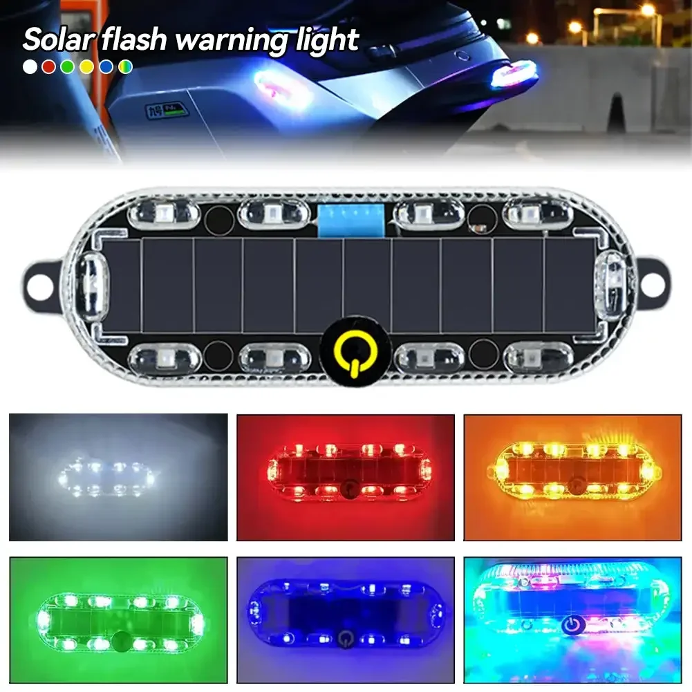 New Solar Power Mortorcycle LED Warning Light Car Night Ride Tail Light Anti-rear Strobe Light for Motorcycle Electric Bicycle