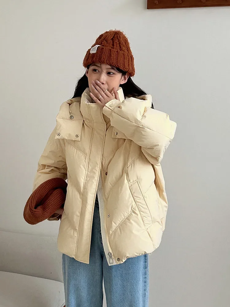 Vielleicht 2024 New Winter Jacket Women Clothes Warm Parkas Female Long Sleeve Casual Cotton Padded Jacket Hooded Female Outwear