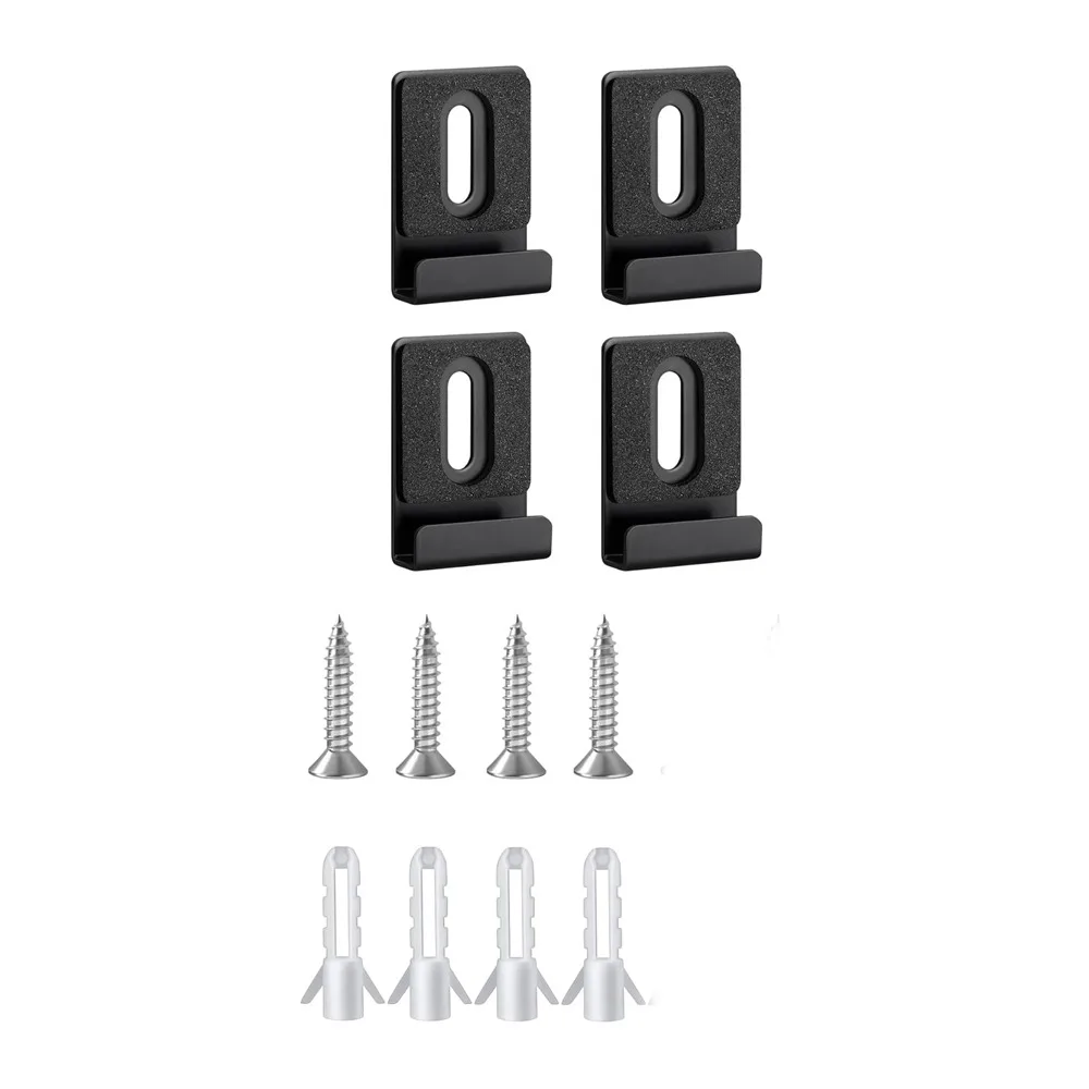 4pcs NEW 304 Stainless Steel Mirror Clips Matte Black Included Screws Mirror Holder Rubber Pads Mirror Brackets Wall Decor
