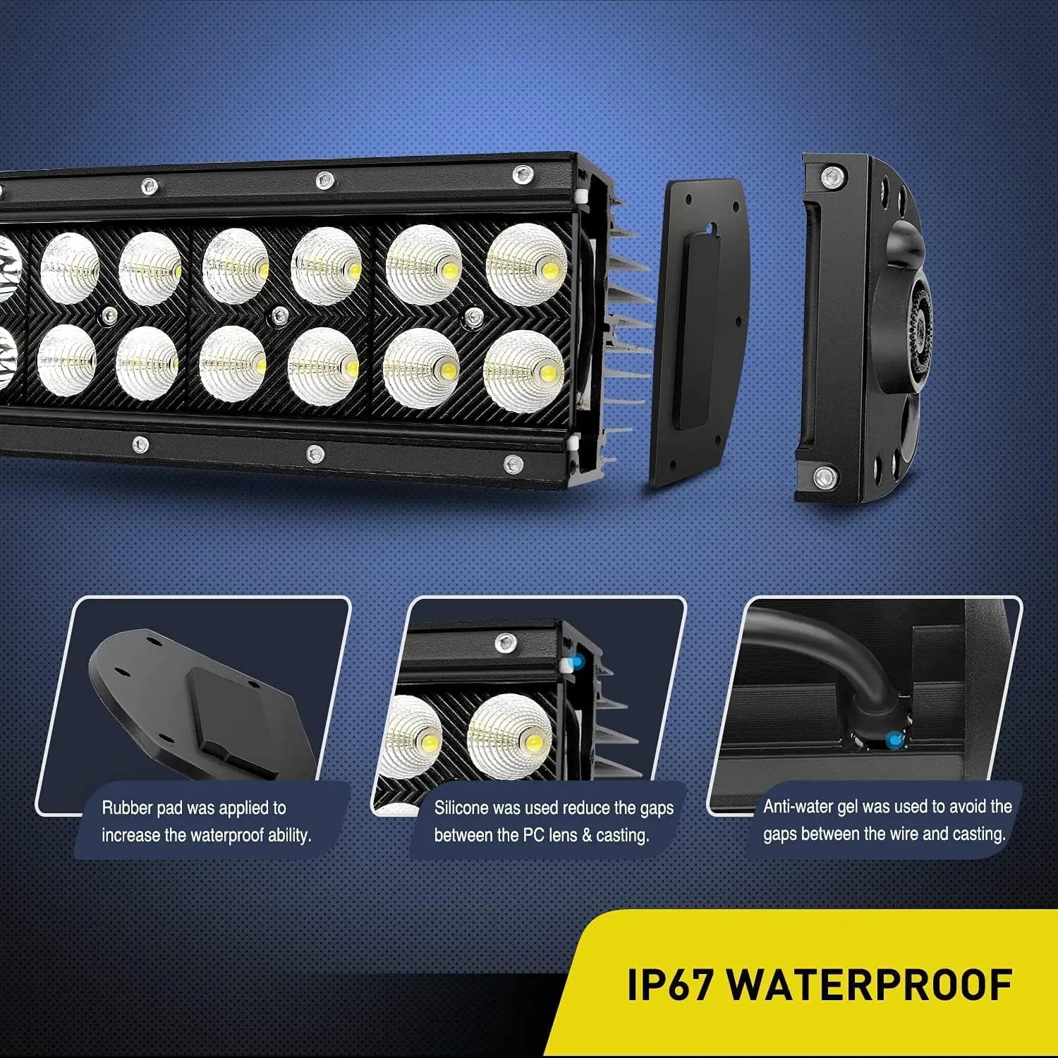 Barra de luz LED curvada, Spot Flood Combo, Offroad Driving Lights, 16AWG Kit de cablagem, 32 ", 180W, ZH410, 2 anos