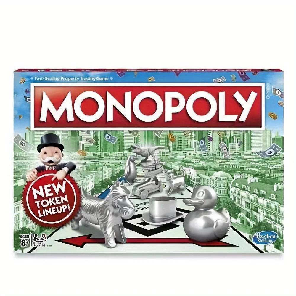 Juego de monopolio, juegos de mesa familiares: con fichas brillantes, dados nacarados para 2 a 6 jugadores