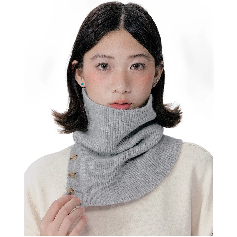 Unisex Knit Neck Warmer with Button for Full Neck Coverage Thermal Scarf 21x30cm Warm Lightweight Scarf for Autumn Winter