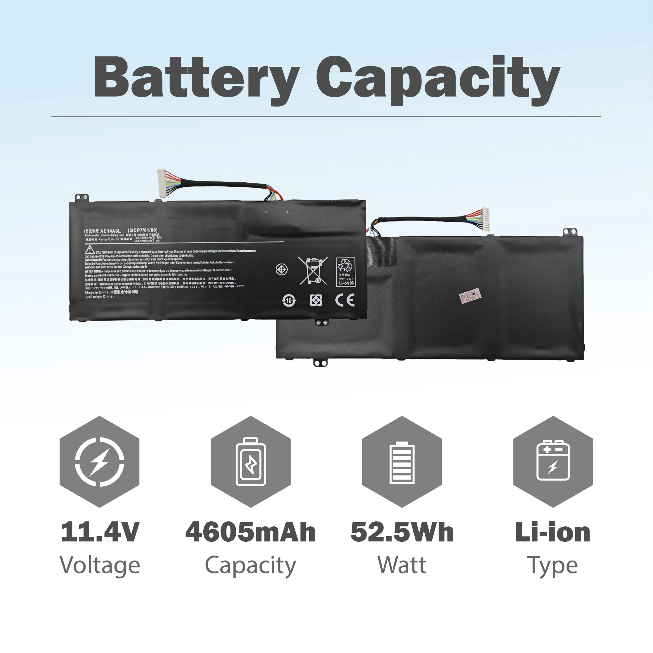 AC14A8L Laptop Battery Replace for ACER V15 Nitro Aspire VN7-571 VN7-591 VN7-571G VN7-791G VN7-591G-77A9 VN7-791 Series