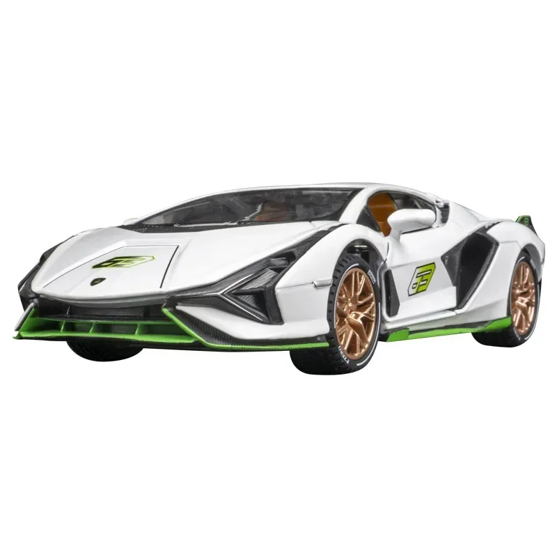 รถสปอร์ต1:24 Lamborghini รถสปอร์ตสีแดงรถของเล่นโมเดลรถสะสมตายแบบสถิต