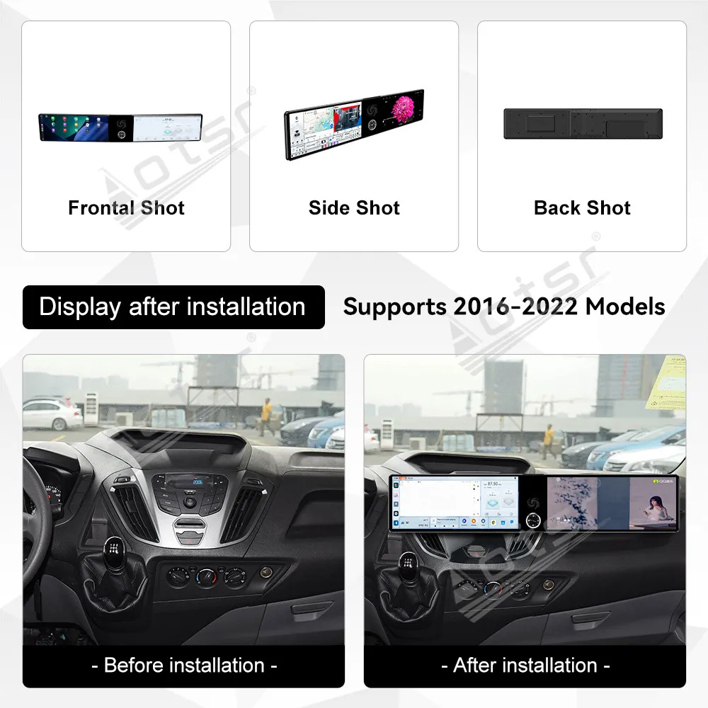 For Ford Tourneo Custom 2016-2022 Android 13 OS 12.3 Inch HD Dual Touch Screen Car Multimedia Player Head Unit GPS Navi Radio