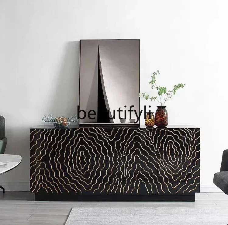 M182  Italian light luxury solid wood dining side cabinet, simple Chuangyi baking paint, facing the entrance cabinet