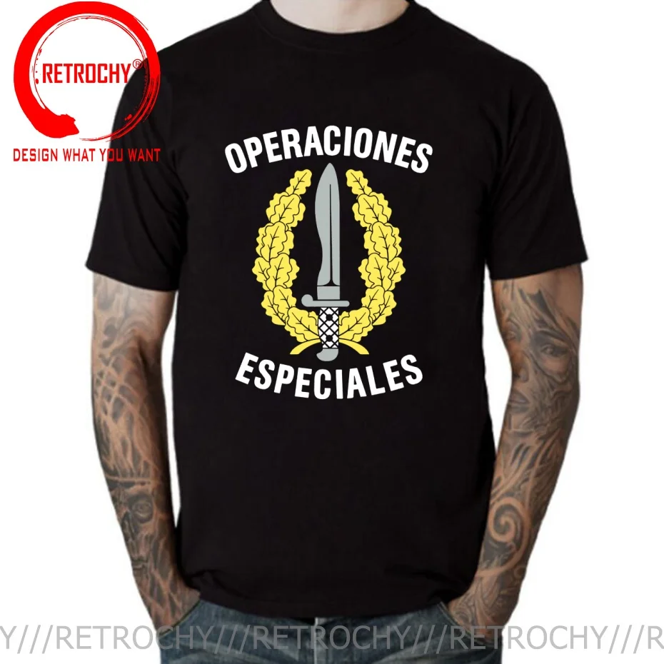 Funny Design Spain Operaciones Especiales Espanolas  SRed Doublet Men Fashion Trendy Casual Clothing Stylish Tops Tee Shirt Leis