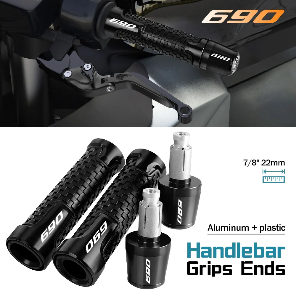 

7/8'' 22mm Motorcycle Handle Grips Handlebar Grip Ends Plug FOR 690SM 690SMC 690SMCR 2007 2008-2015 2016 2017 2018