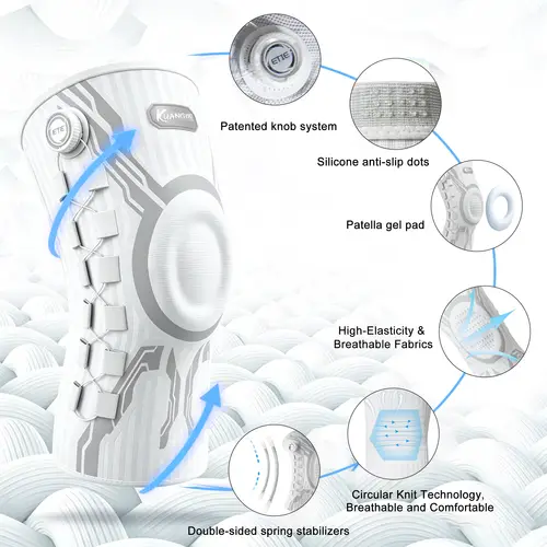 Kuangmi Smart Knob Knee Brace with Patella Gel Pad and Lateral Stabilizer, Compression Knee Brace for Exercise (Single), KMh752 - Image 2
