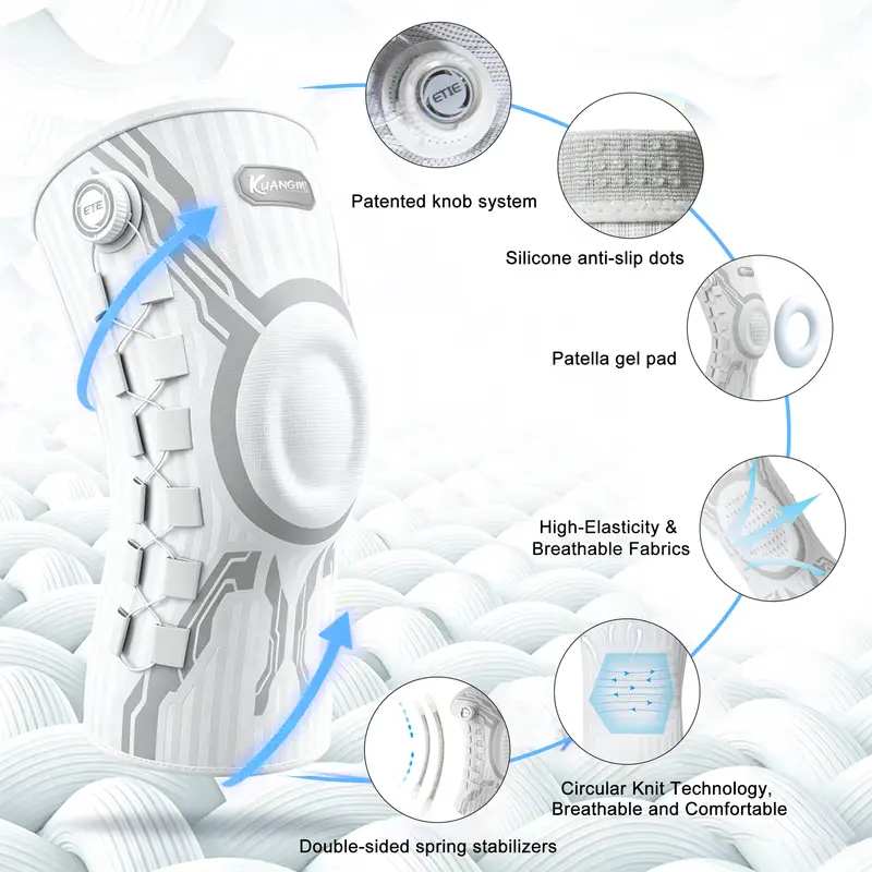 Kuangmi Smart Knob Knee Brace with Patella Gel Pad and Lateral Stabilizer, Compression Knee Brace for Exercise (Single), KMh752 - Image 2