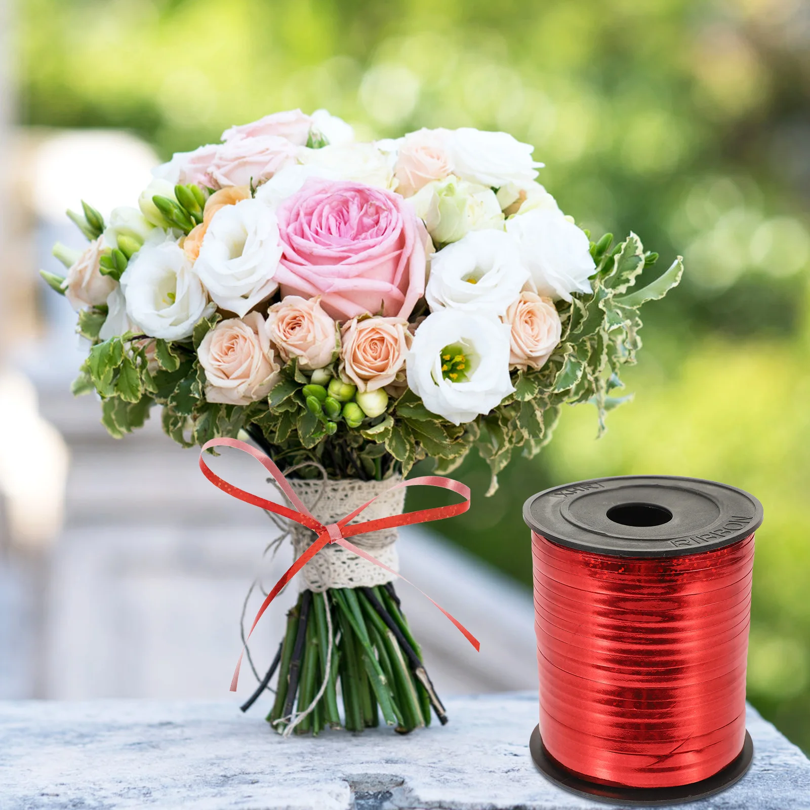 

Ribbon Balloon Decoration PVC Plastic DIY Red Curly Flowers Wrapping Ribbons for Crafts Presents Balloons Florist Decorations