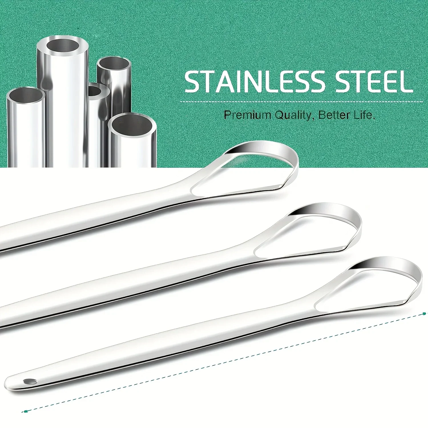 Metal Tongue Scraper Stainless Steel Reusable Tongue Cleaner Reduce Bad Breath Oral Hygiene Tool for Daily Home Use