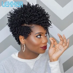 Lekker Short Pixie Cut Afro Kinky Curly Bob 100% Human Hair Wigs For Women Brazilian Remy Hair Full Machine Made Clearance Wigs