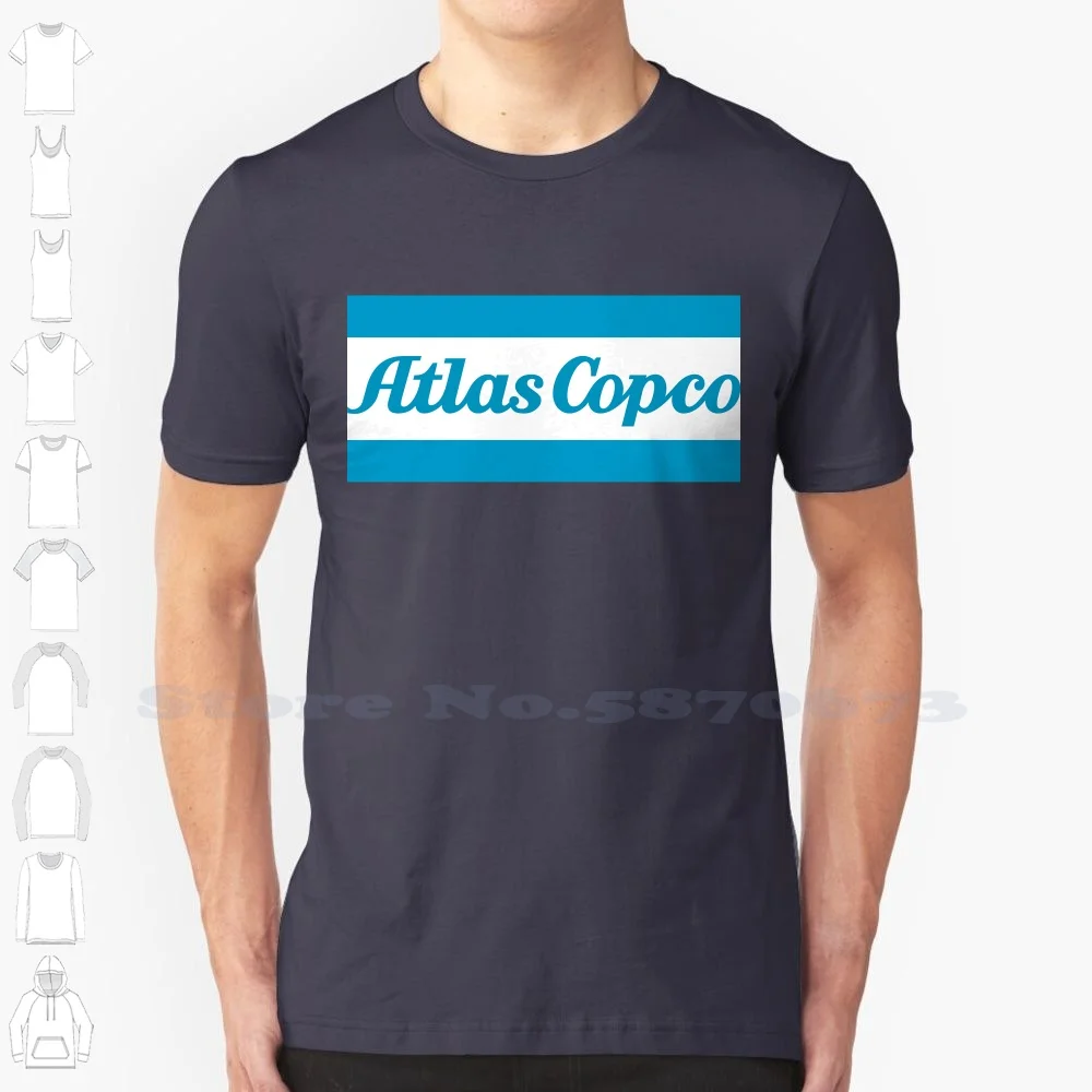 Atlas Copco Logo Casual Streetwear Print Logo T-shirt Graphic 100% Cotton Tee