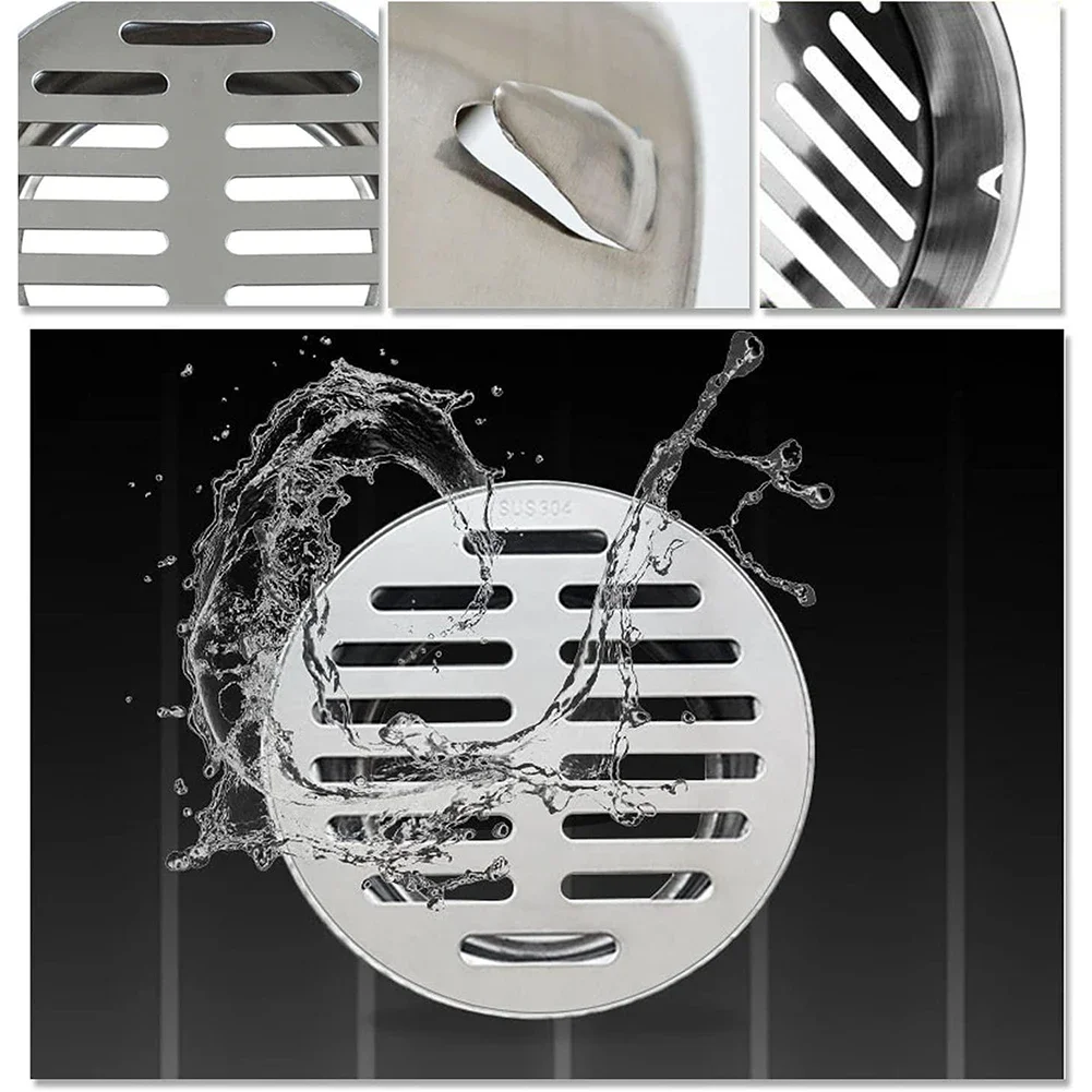 Outdoor Balcony Floor Drain 304 Stainless Steel Drainage Roof Round Floor Drain Cover Rain Pipe Cap Thickened Anti-clogging