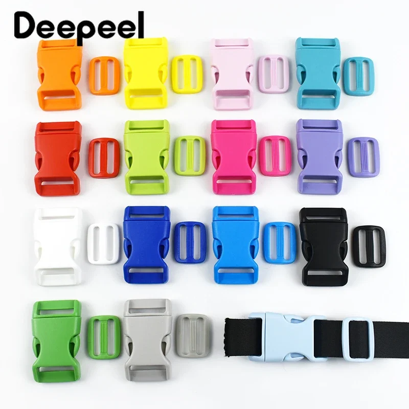 

2/5/10Sets 15/20/25mm Plastic Quick Release Buckle for Bag Strap Adjust Ring Hook Dog Collar Webbing Tape Tri-Glide Slider Clasp