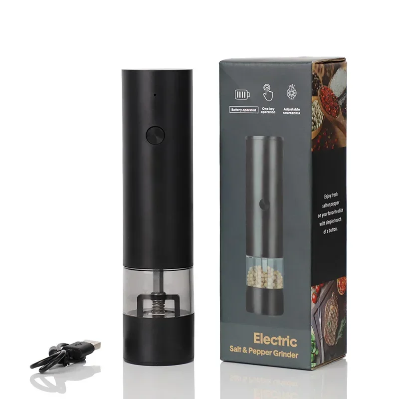 USB Rechargeable Electric Salt and Pepper Grinder Adjustable Coarseness Large Capacity Auto Spices Grinders Kitchen Cooking Tool