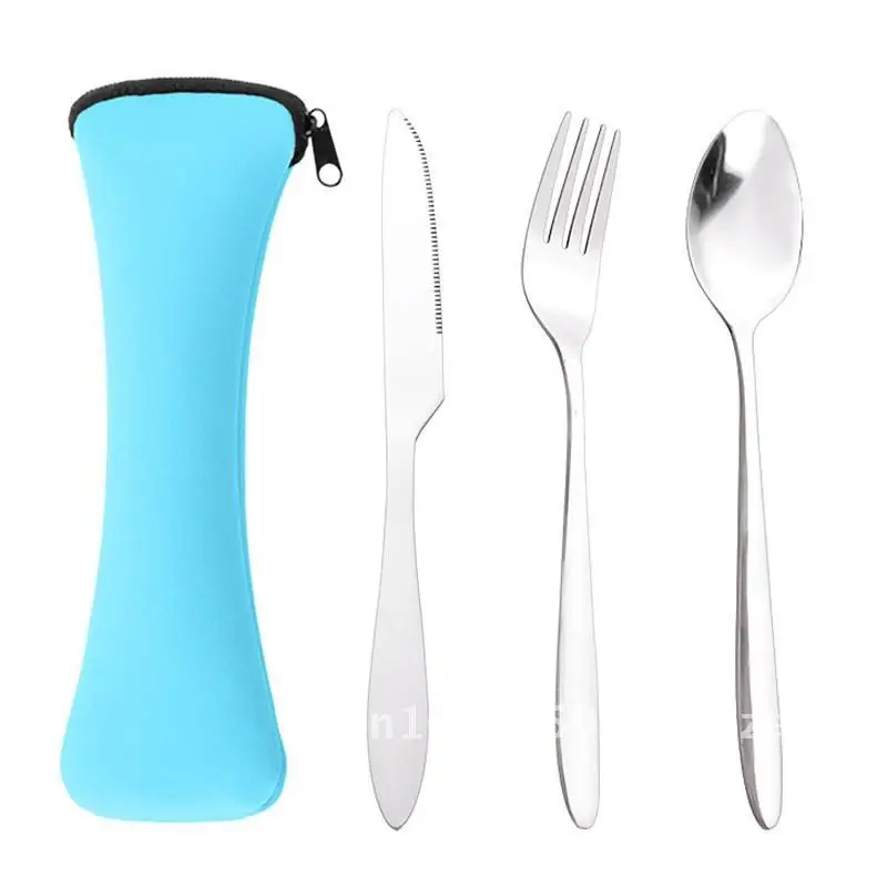 

Stainless Steel Western-style Steak Knife and Fork Spoon Cloth Bag Portable Western Tableware Three-piece Set Creative Gift suit
