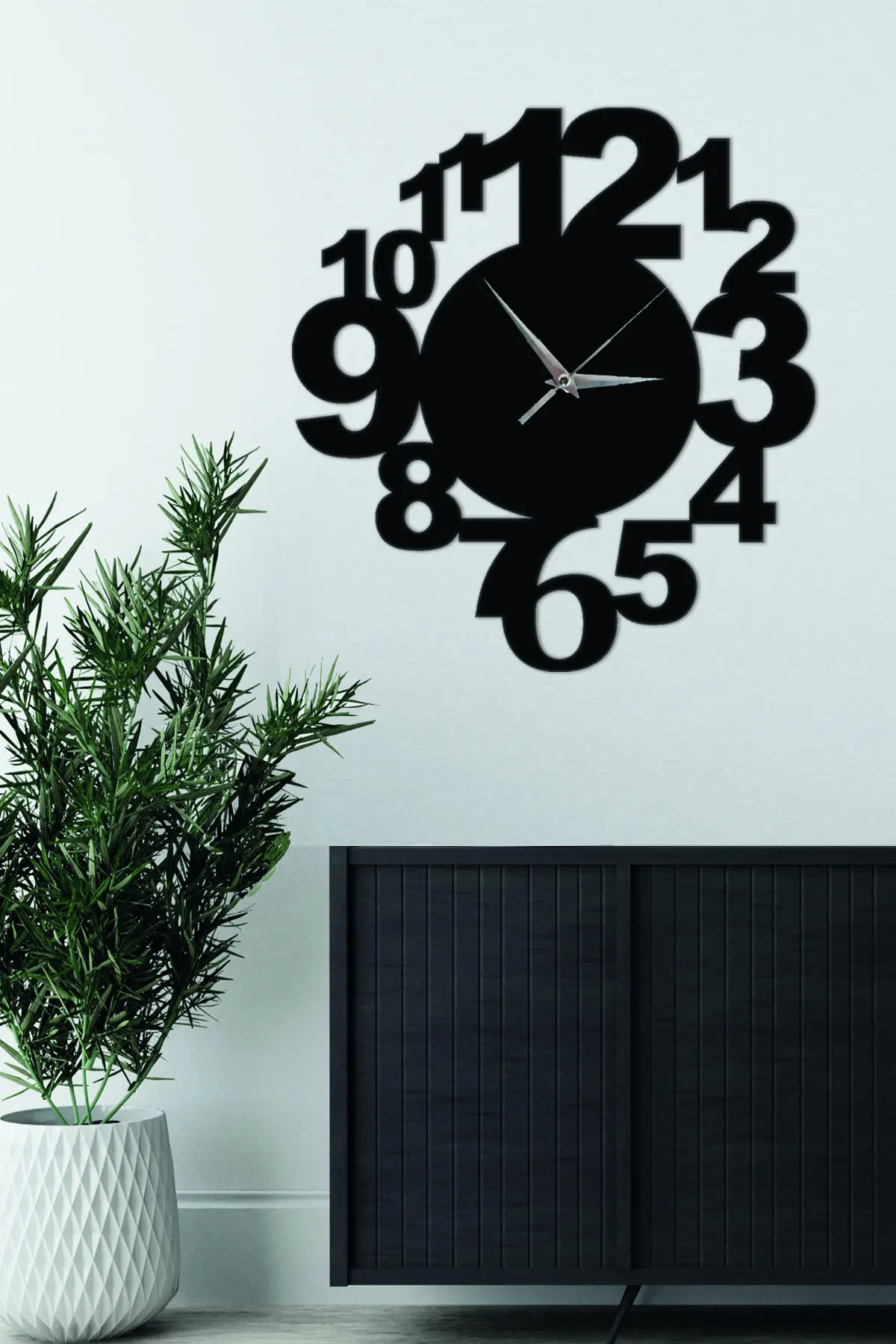 Big Digit Decorative Laser Kesm Black Wall Clock