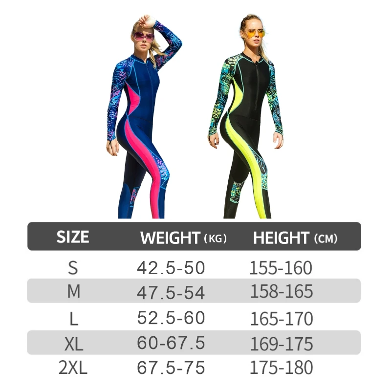 Dive Skins Full Body Swimsuit Wetsuit Scuba Rash Guard Diving Suit for Women Long Sleeve Swimwear One Piece UV Protection