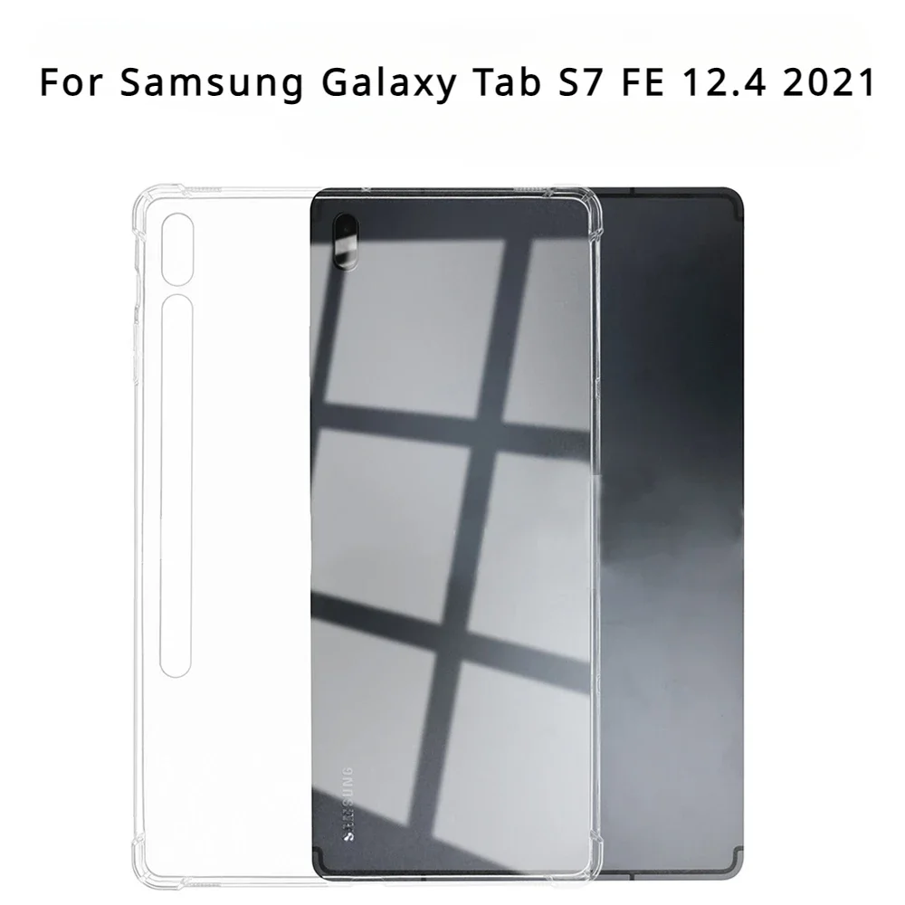 Soft Transparent Case for Samsung Galaxy Tab S7 FE 12.4 2021 Anti-drop Tpu Airbag Silicone Cover for SM-T730 SM-T733 SM-T736B