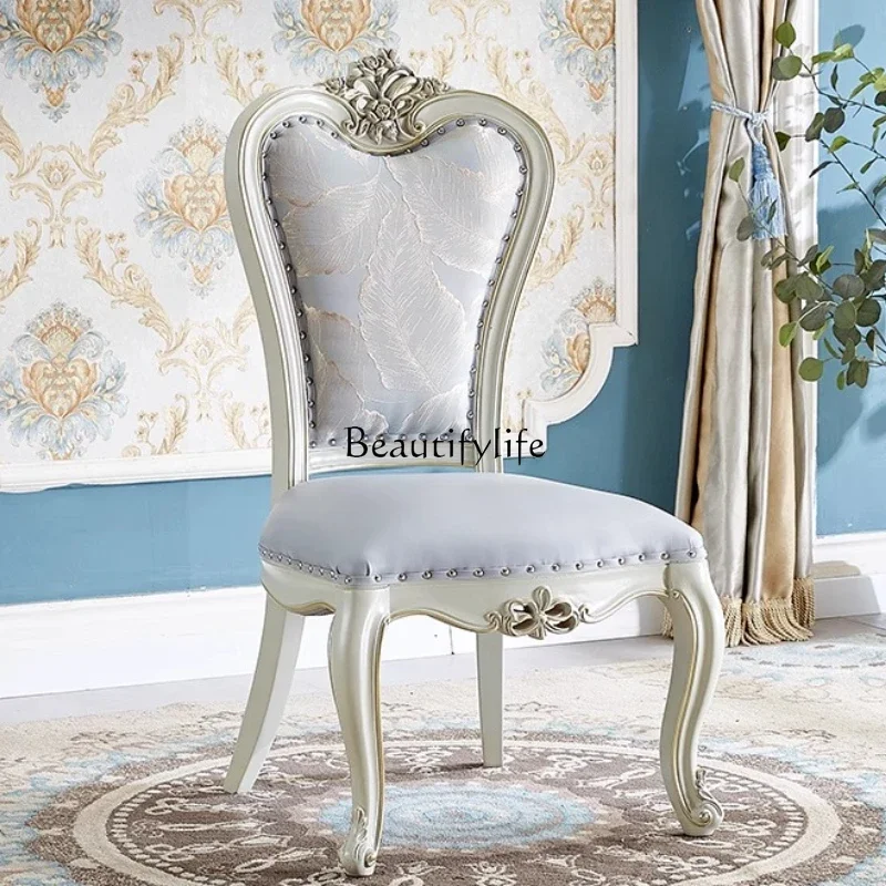 

yj21 European Luxury Dining Chair Solid Wood Leather Modern Romantic Wedding Chairs Comfortable Design Comfy Muebles Home Furnit