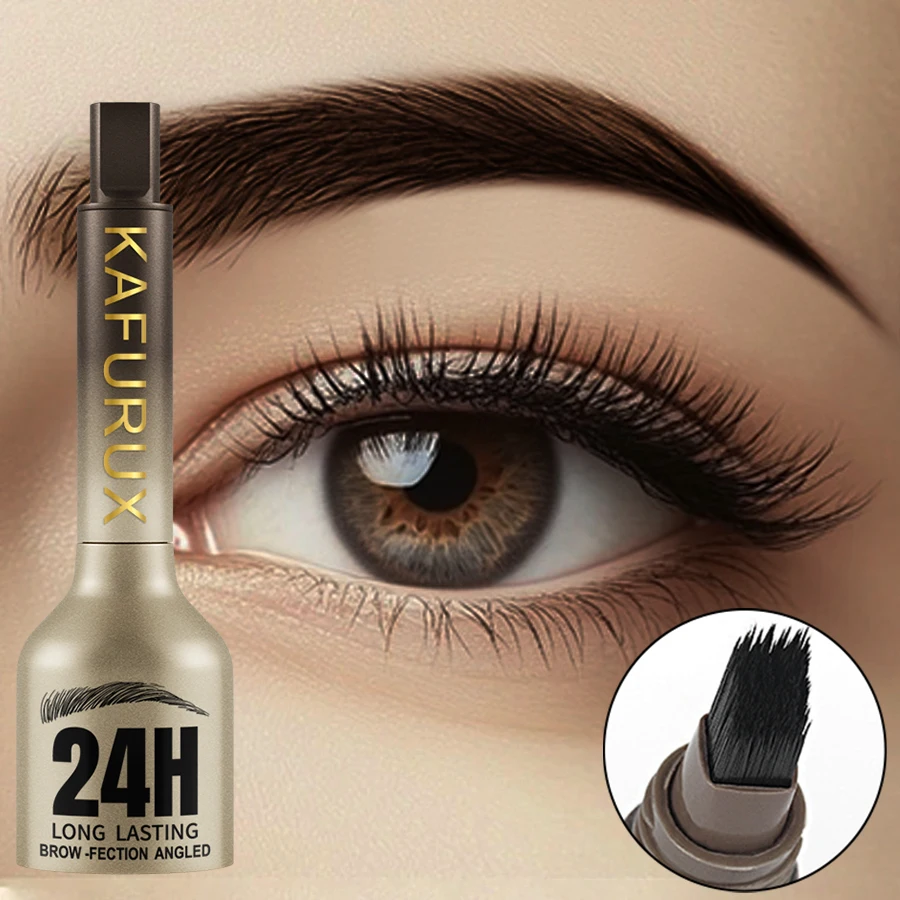 3 ألوان ثلاثية الأبعاد صبغ قلم الحواجب شعري مضاد للتلطخ مقاوم للماء طويل الأمد أسود بني فرشاة كبيرة كريم ماكياج العين البرية الطبيعية #1