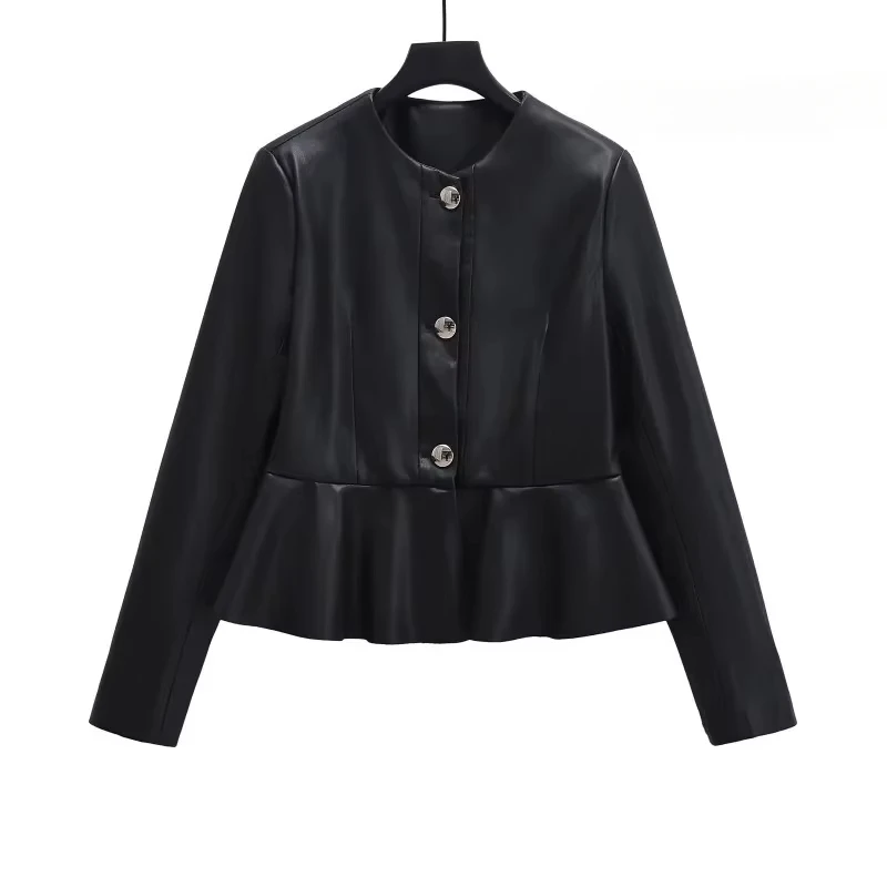 Sivatu Elegant Dresses for Women Long Sleeve O Neck Black Dress Y2k Leather Sexy Mini Dress Luxury Evening Dresses 2023