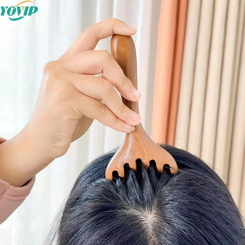 

1Pc Wooden Head Massager Scalp Gua Sha For Body Neck Leg Massage Five/Six Claw Head Scraping Stick Massage Scraping Claw Massage