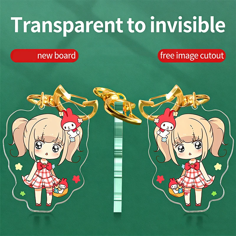 Transparent Plate Custom Phototag Acrylic Keychain Clear Double Sided Color Printing Picture Cartoon Anime Personalized Key Ring