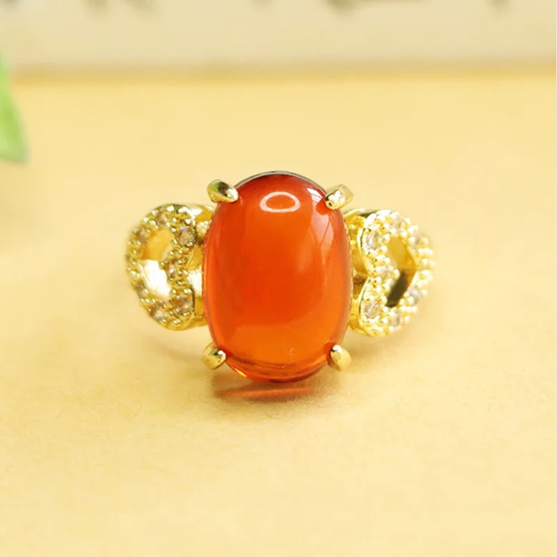 

Natural Amber Ring Blood Band Love Finger Ring Jewelry Women